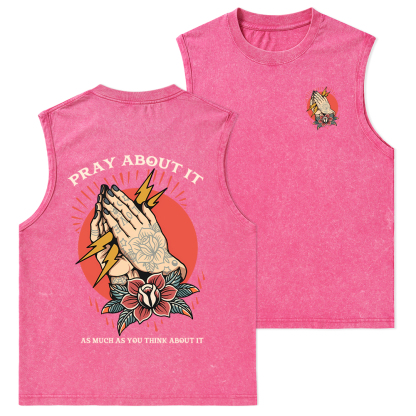 Pray About It Chrsitian Washed Tank Top