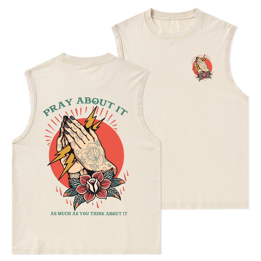 Pray About It Chrsitian Washed Tank Top
