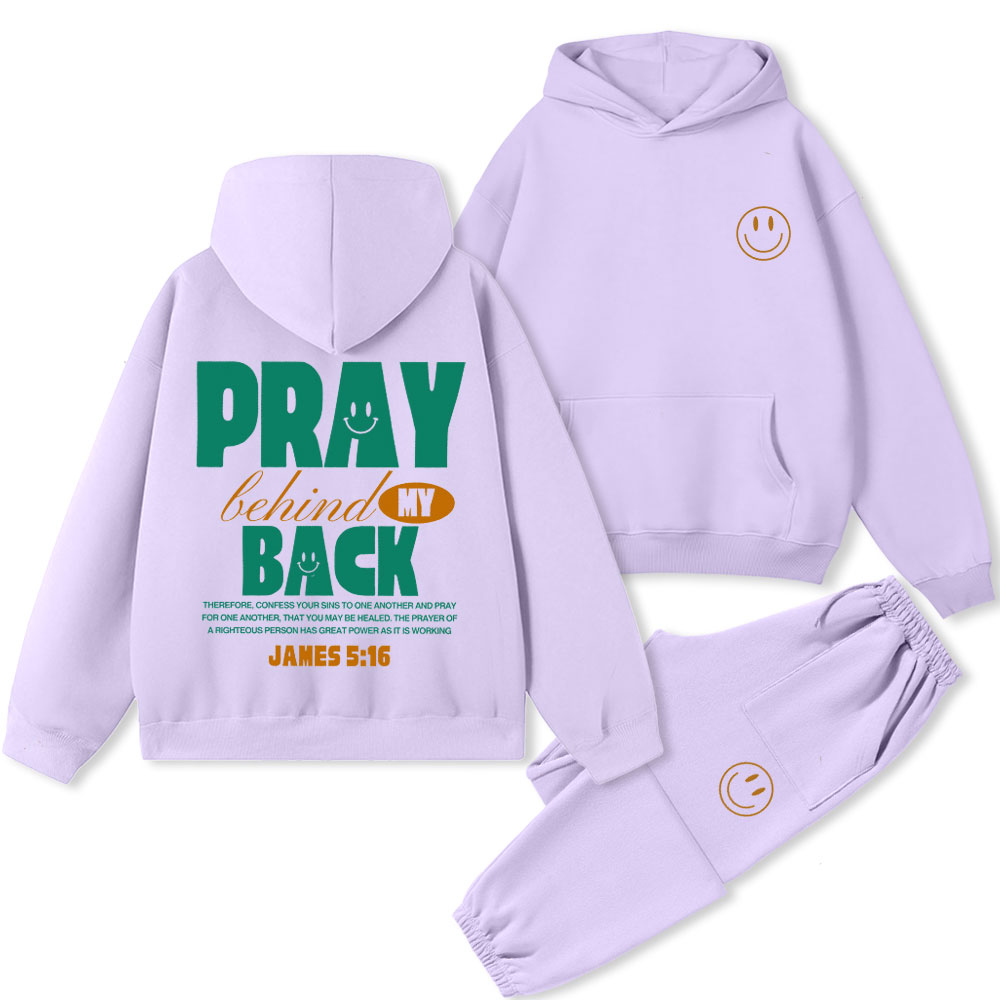 Pray Behind My Back Christian Premium Fleece Hoodie Set