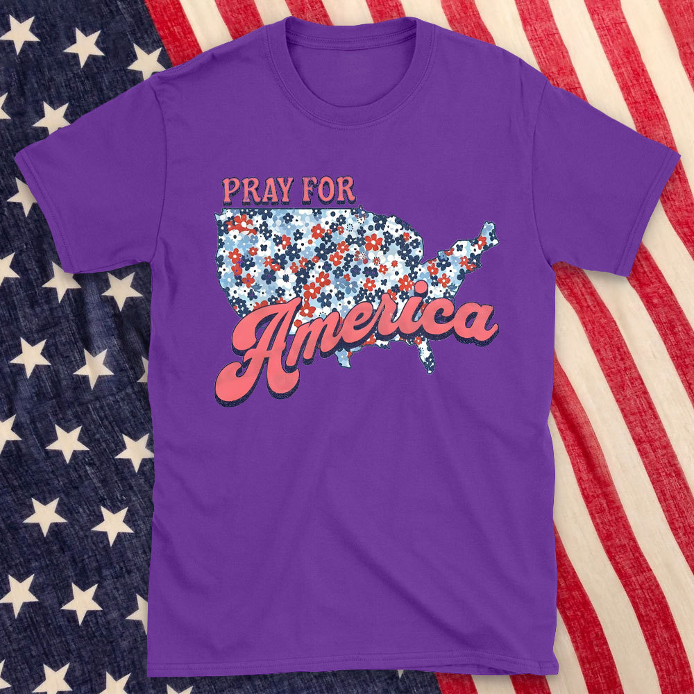 Pray For America Christian Washed T-Shirt