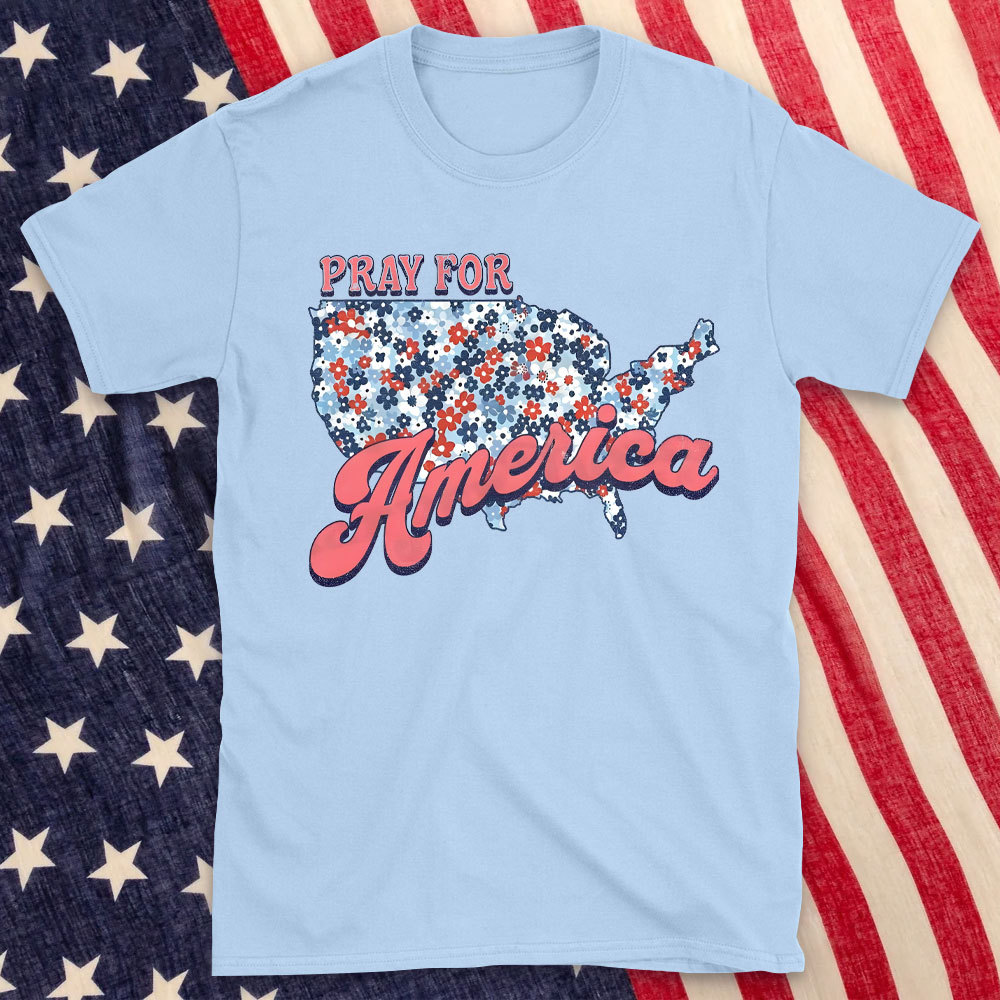 Pray For America Christian Washed T-Shirt