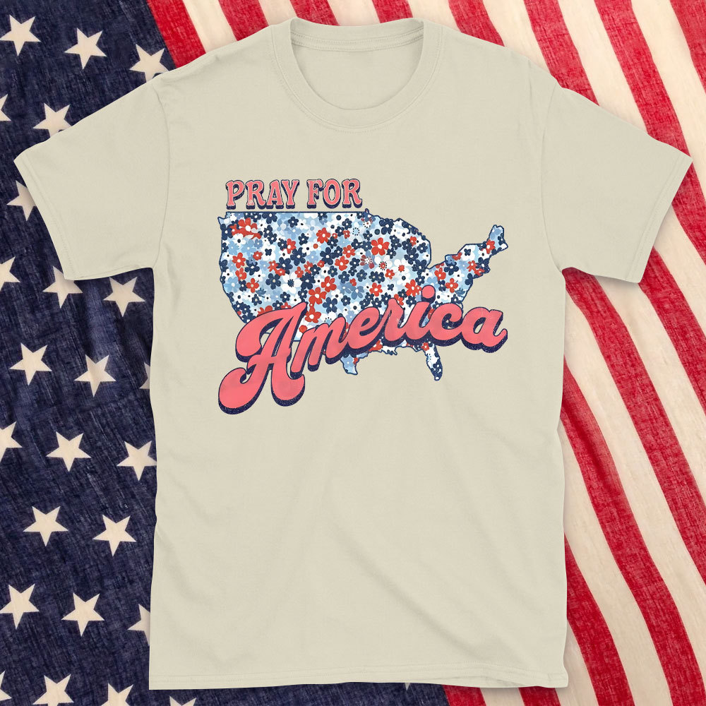 Pray For America Christian Washed T-Shirt