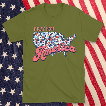 Pray For America Christian Washed T-Shirt