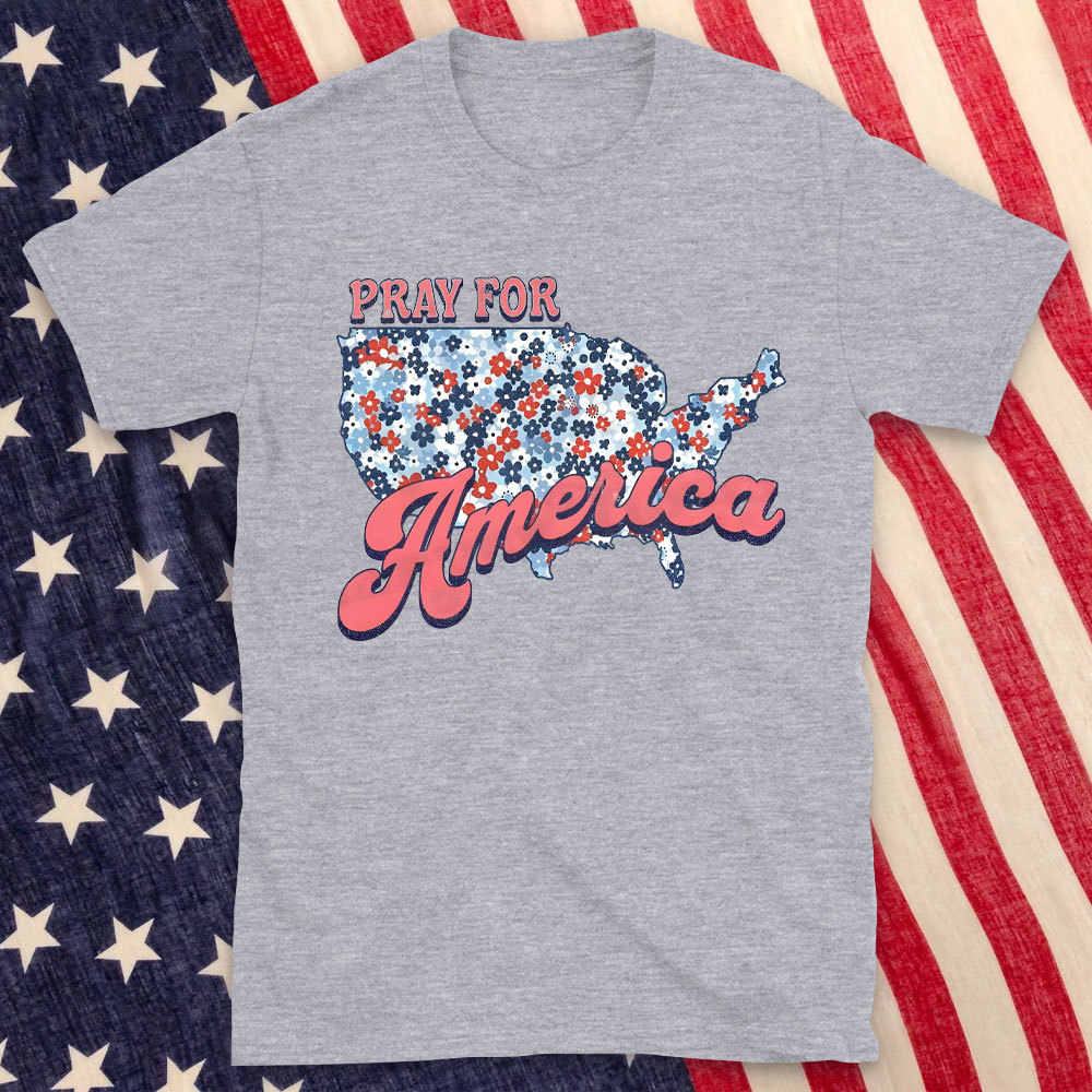 Pray For America Christian Washed T-Shirt