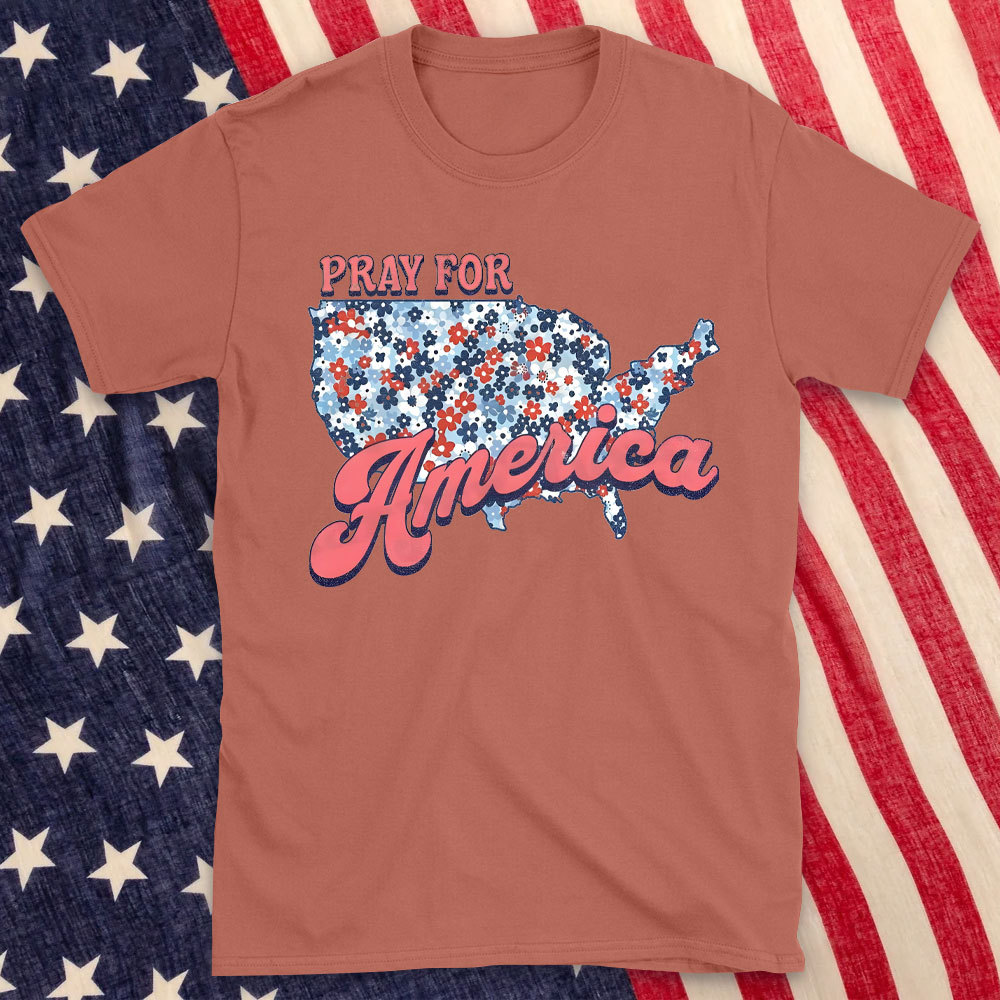 Pray For America Christian Washed T-Shirt
