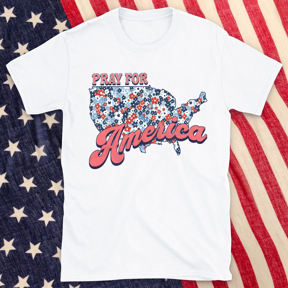 Pray For America Christian Washed T-Shirt