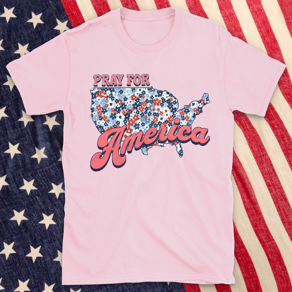 Pray For America Christian Washed T-Shirt