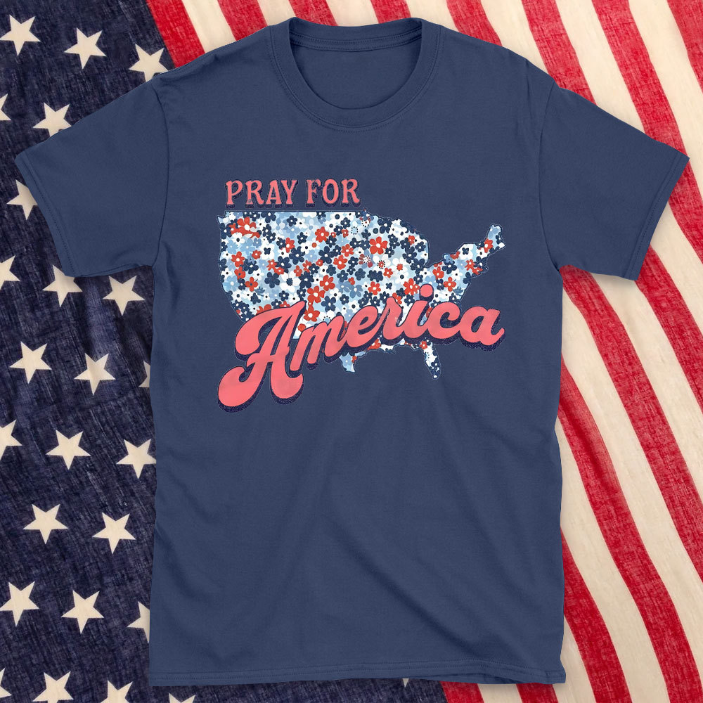 Pray For America Christian Washed T-Shirt