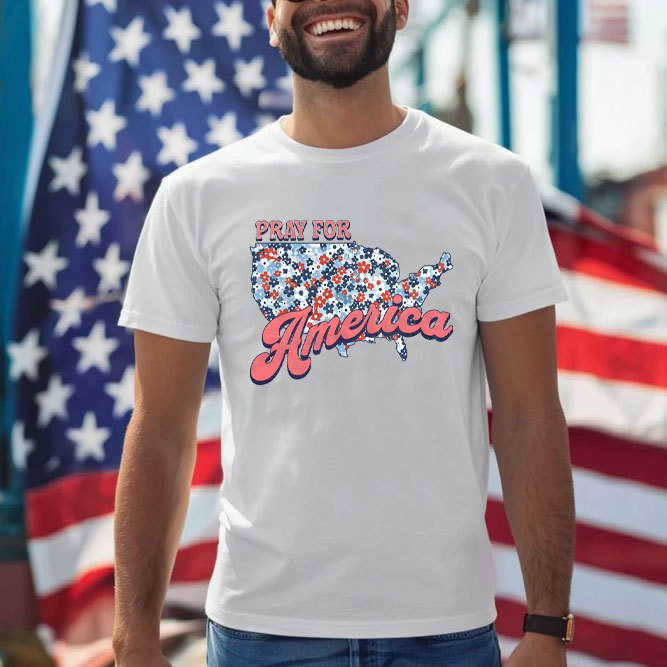 Pray For America Christian Washed T-Shirt