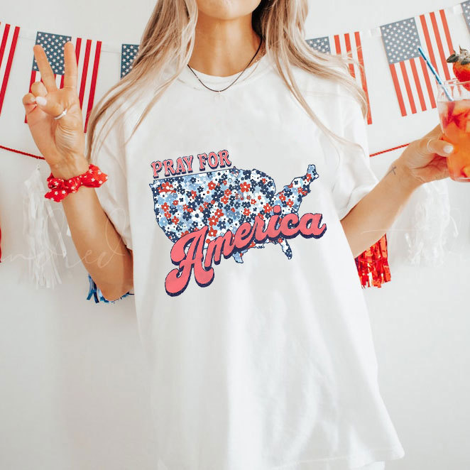 Pray For America Christian Washed T-Shirt