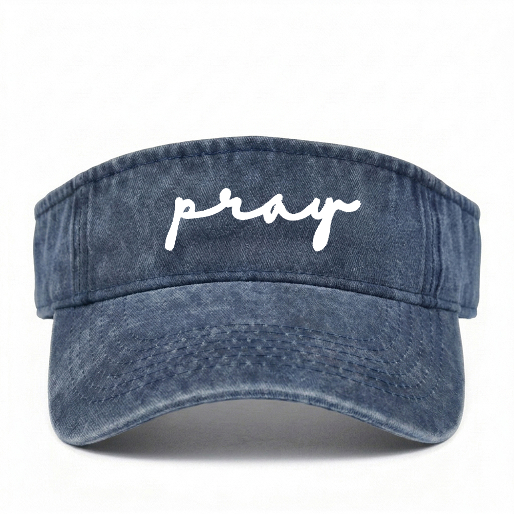 Pray For Him Christian Washed Open-Top Visor