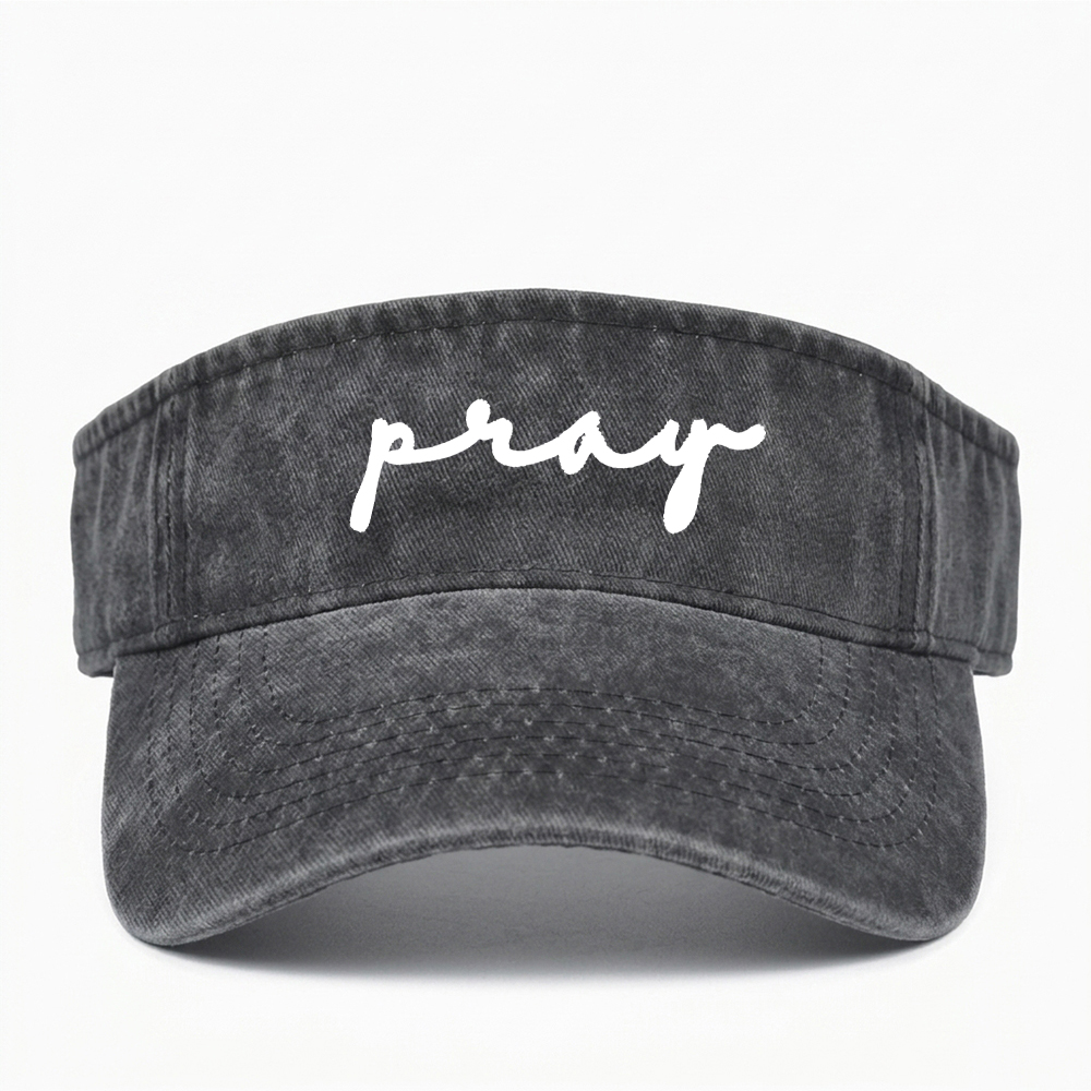 Pray For Him Christian Washed Open-Top Visor