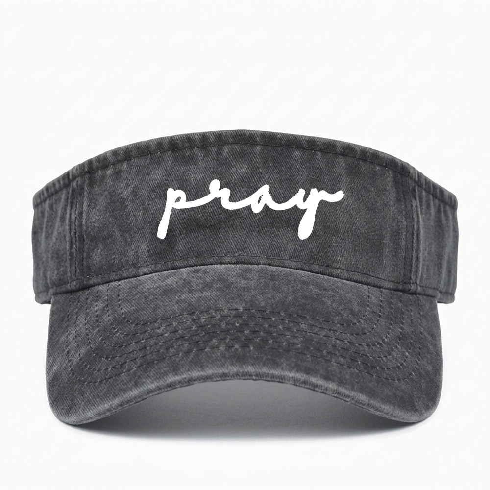 Pray For Him Christian Washed Open-Top Visor