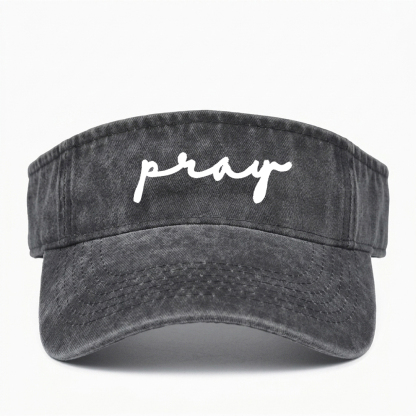 Pray For Him Christian Washed Open-Top Visor