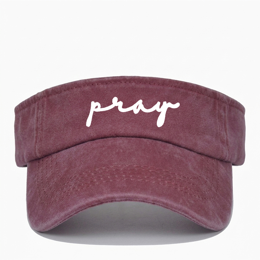 Pray For Him Christian Washed Open-Top Visor