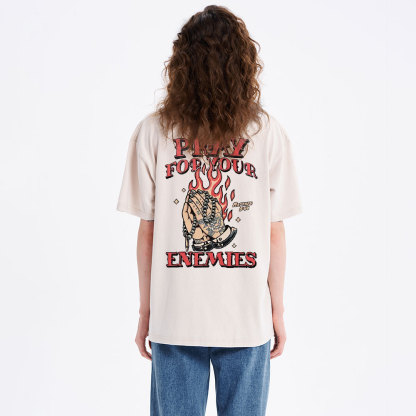 Pray For Your Enemies Christian Washed T-Shirt