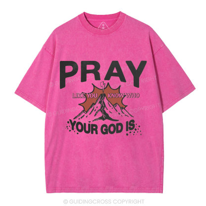 Pray Like You Know Who Christian Washed T-Shirt