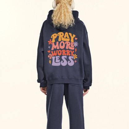 Pray More Worry Less Christian Fleece Hoodie Set