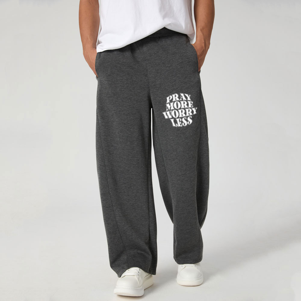 Pray More Worry Less Christian Minimalist Knit Barrel Sweatpants