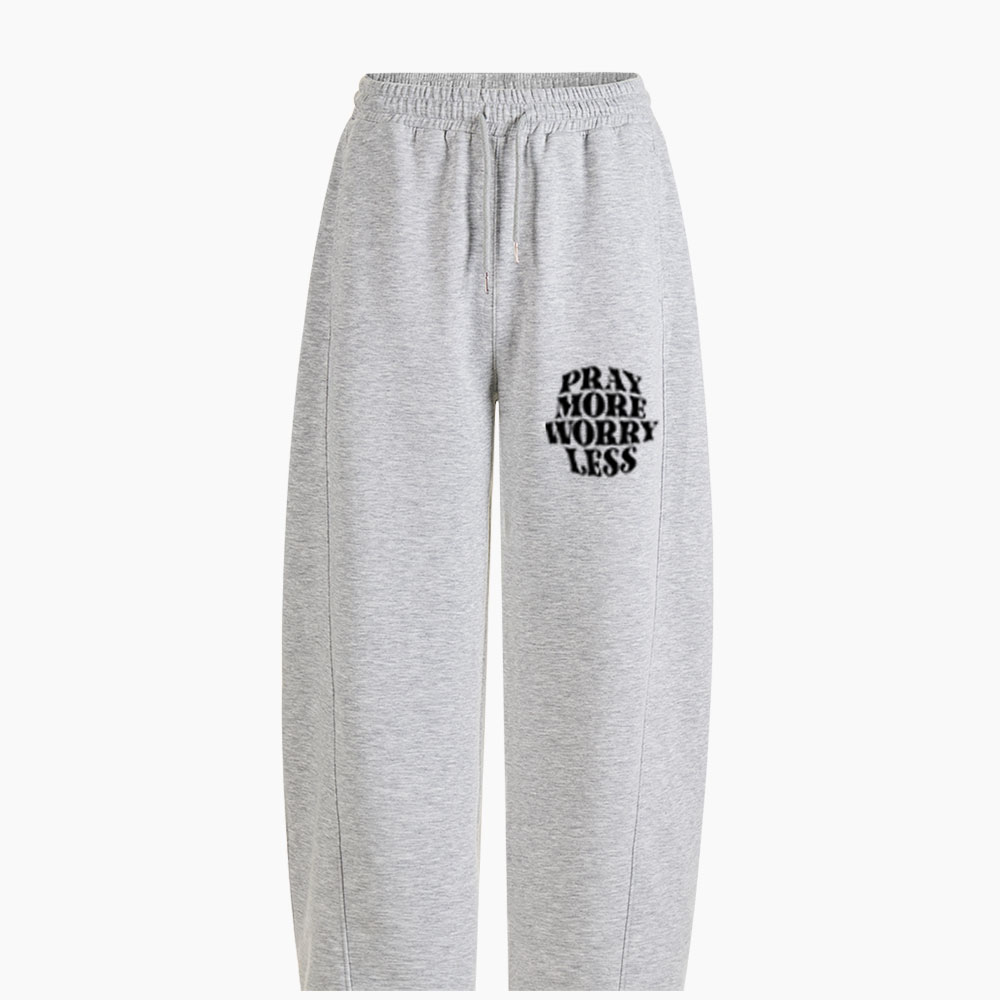 Pray More Worry Less Christian Minimalist Knit Barrel Sweatpants
