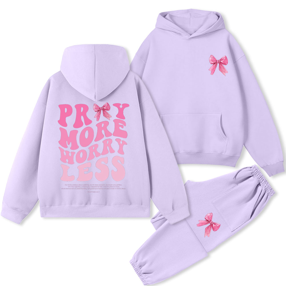 Pray More Worry Less Christian Premium Fleece Hoodie Set