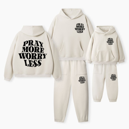 Pray More Worry Less Christian Premium Matching Fleece Hoodie Set