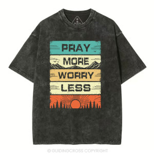 Image of Pray More Worry Less Christian Washed T-Shirt