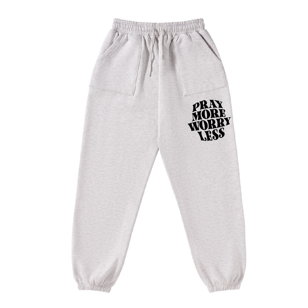 Pray More Worry Less Christian Fleece Sweatpants Sale - GuidingCross