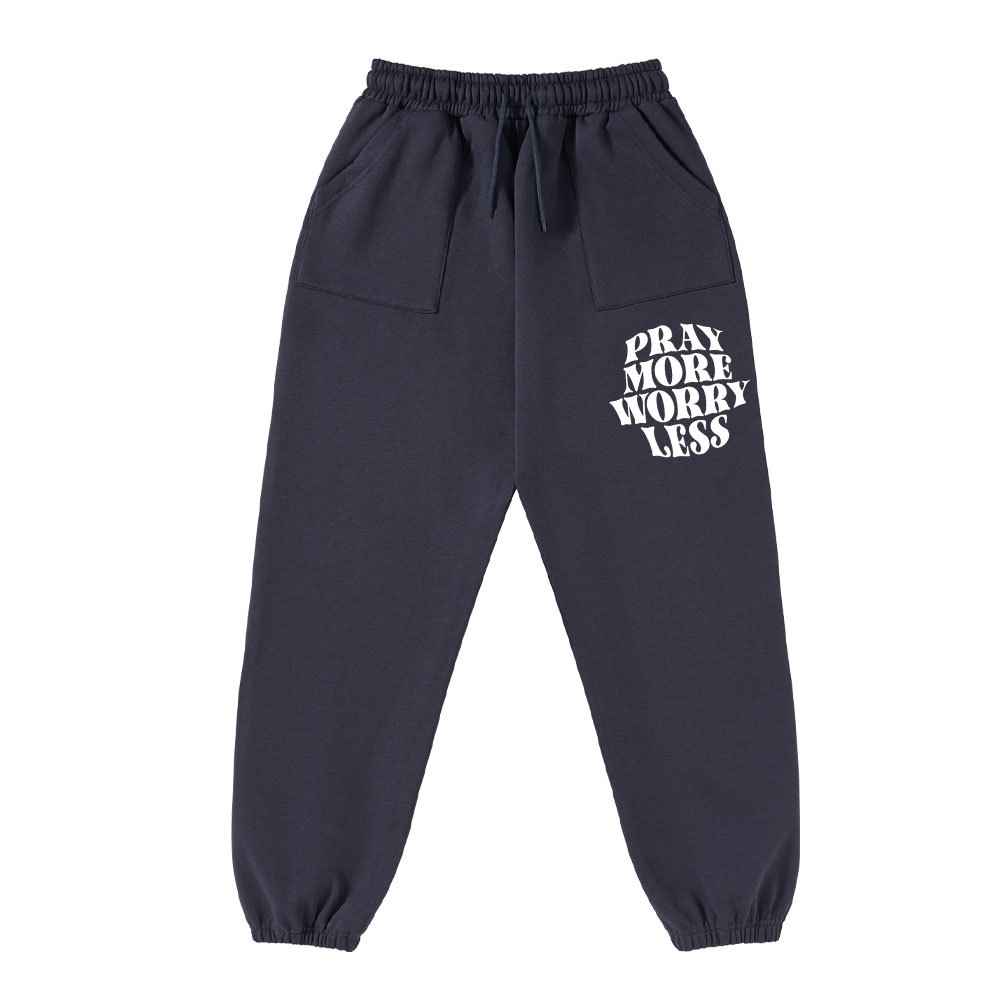 Pray More Worry Lesss Christian Fleece Sweatpants