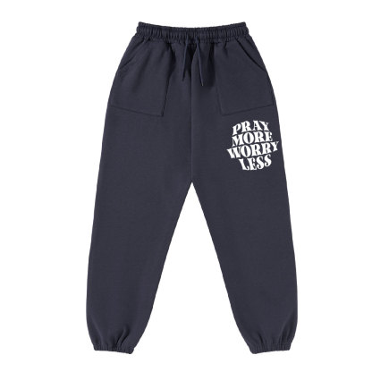 Pray More Worry Lesss Christian Fleece Sweatpants