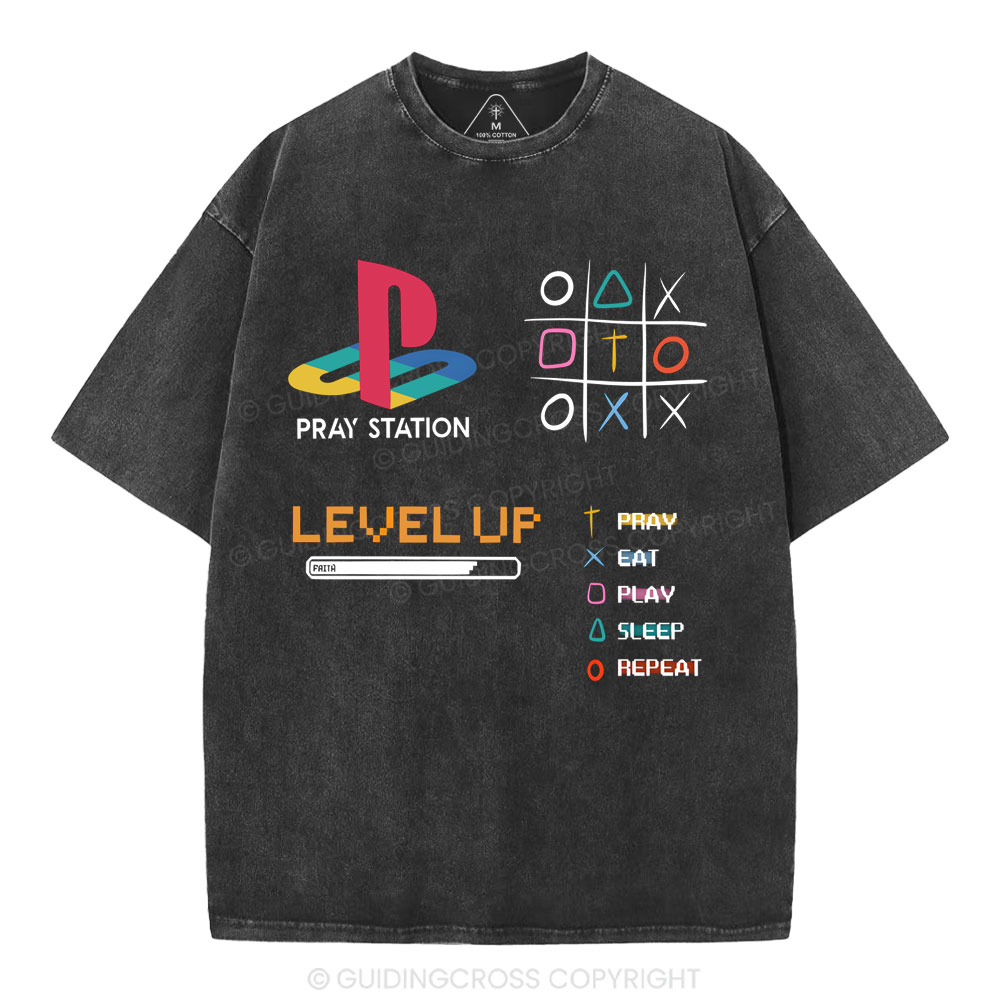 Pray Station  Christian Washed T-Shirt