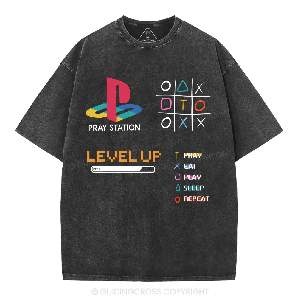 Pray Station  Christian Washed T-Shirt