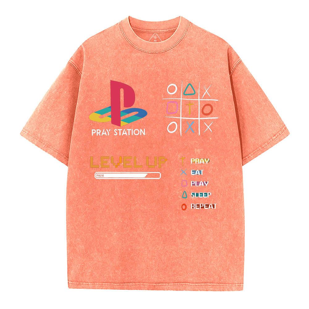 Pray Station  Christian Washed T-Shirt