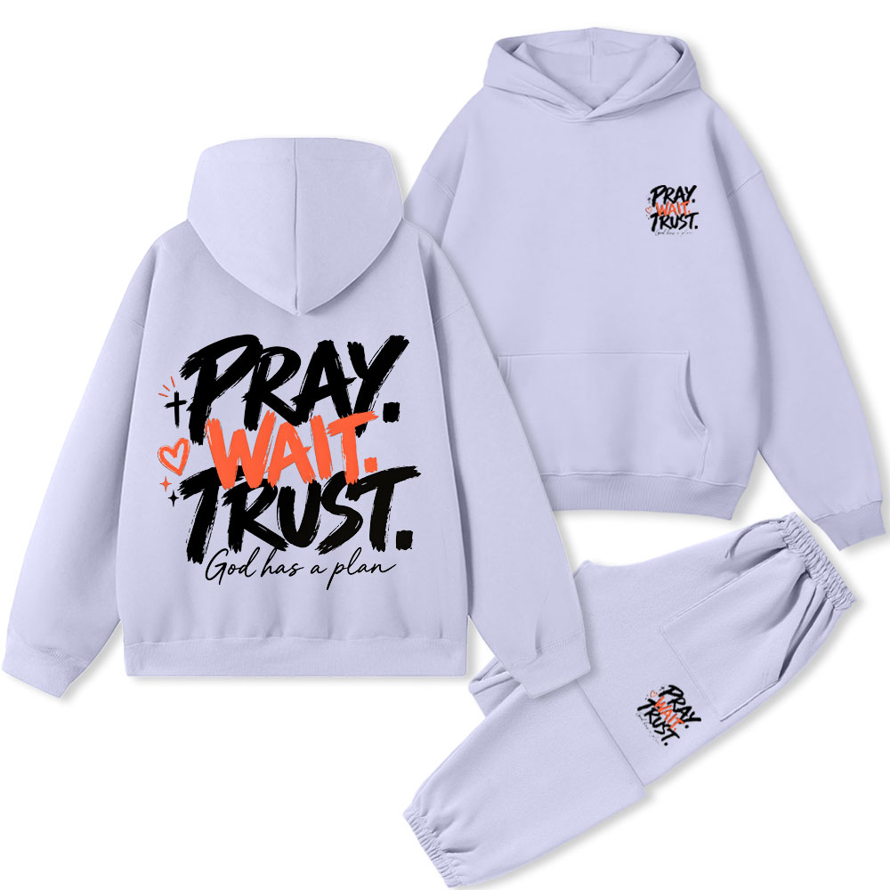 Pray Wait Trust Christian Premium Fleece Hoodie Set