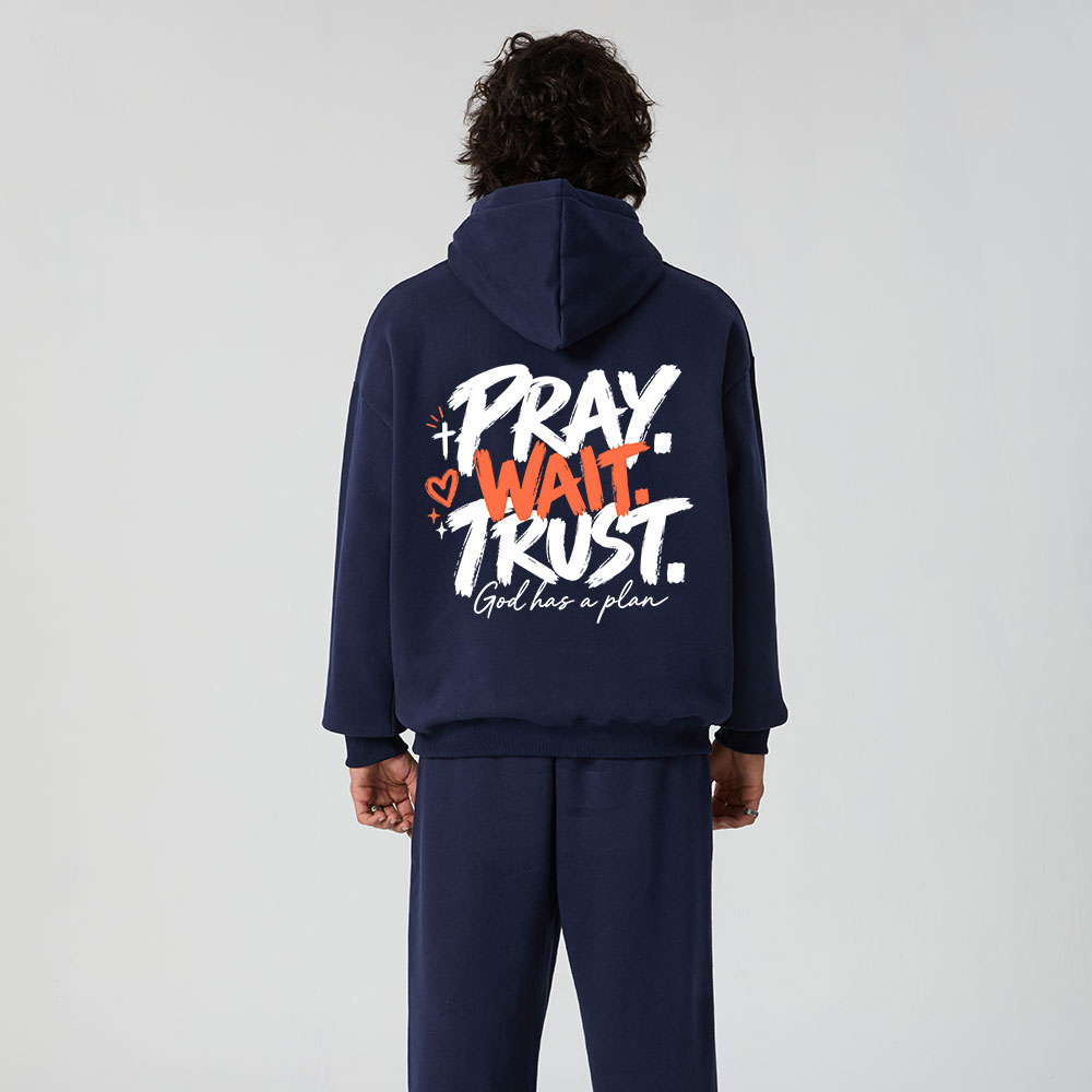 Pray Wait Trust Christian Premium Fleece Hoodie Set