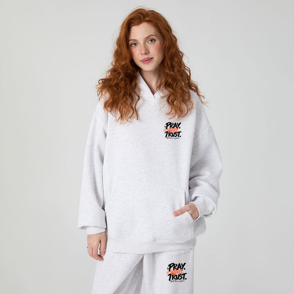 Pray Wait Trust Christian Premium Fleece Hoodie Set