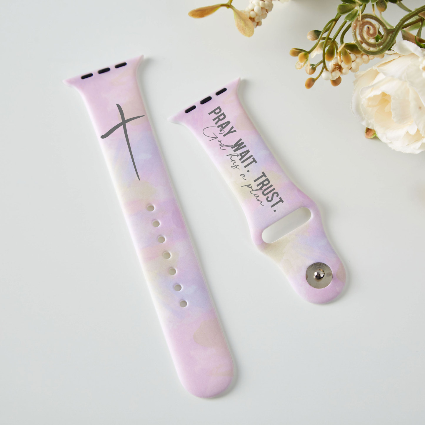 Pray Wait Trust Tie Dye Christian Watch Band