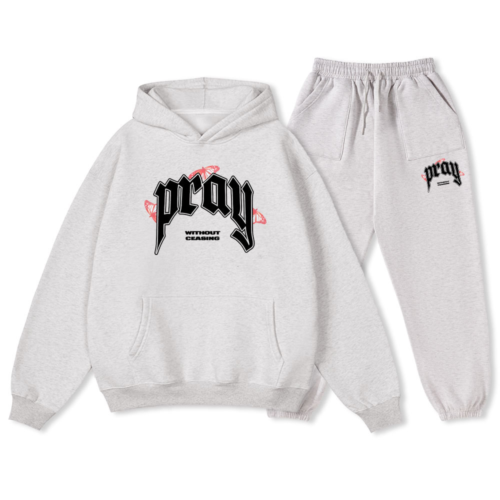 Pray Without Ceasing Christian Fleece Hoodie Set