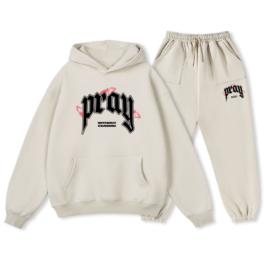 Pray Without Ceasing Christian Fleece Hoodie Set