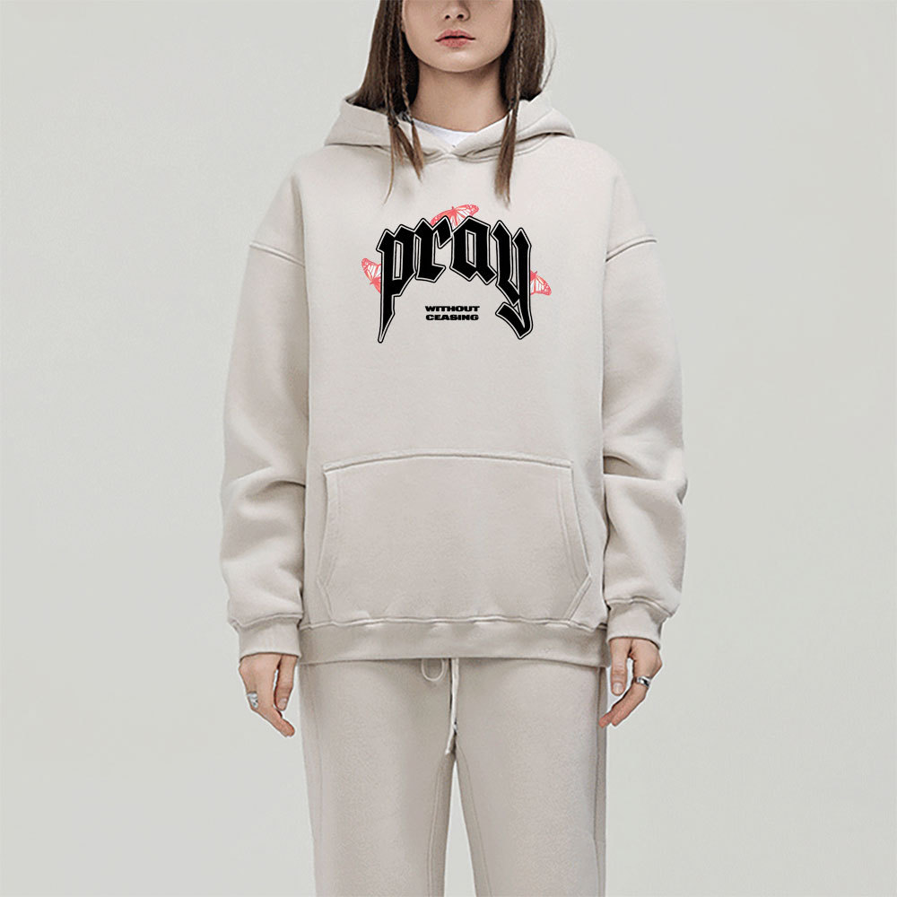 Pray Without Ceasing Christian Fleece Hoodie Set