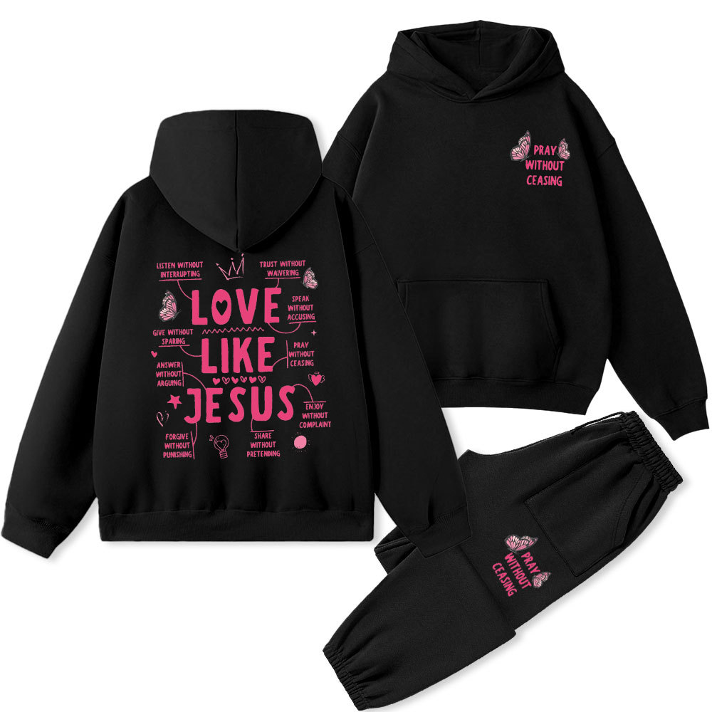 Pray Without Ceasing Christian Premium Fleece Hoodie Set