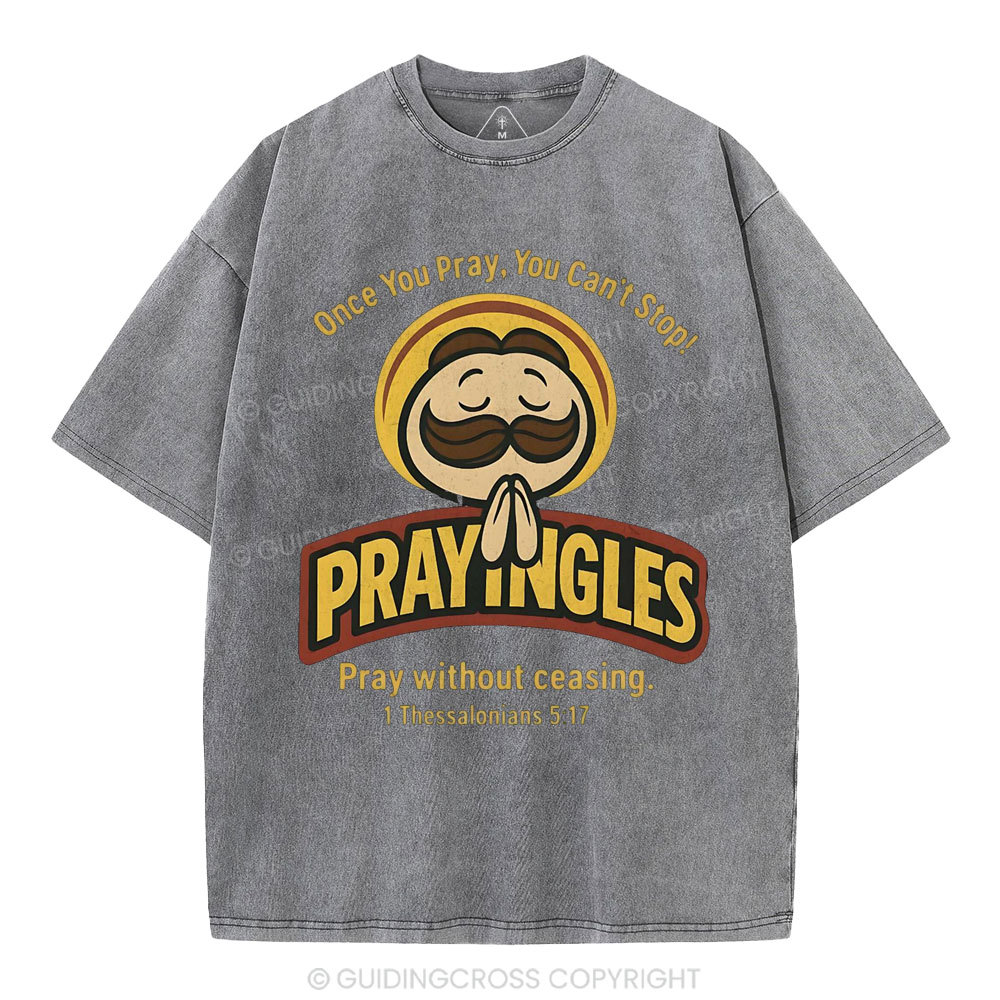 Pray Without Ceasing Christian Washed T-Shirt