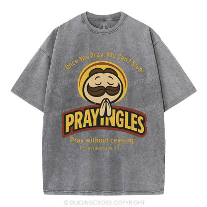 Pray Without Ceasing Christian Washed T-Shirt