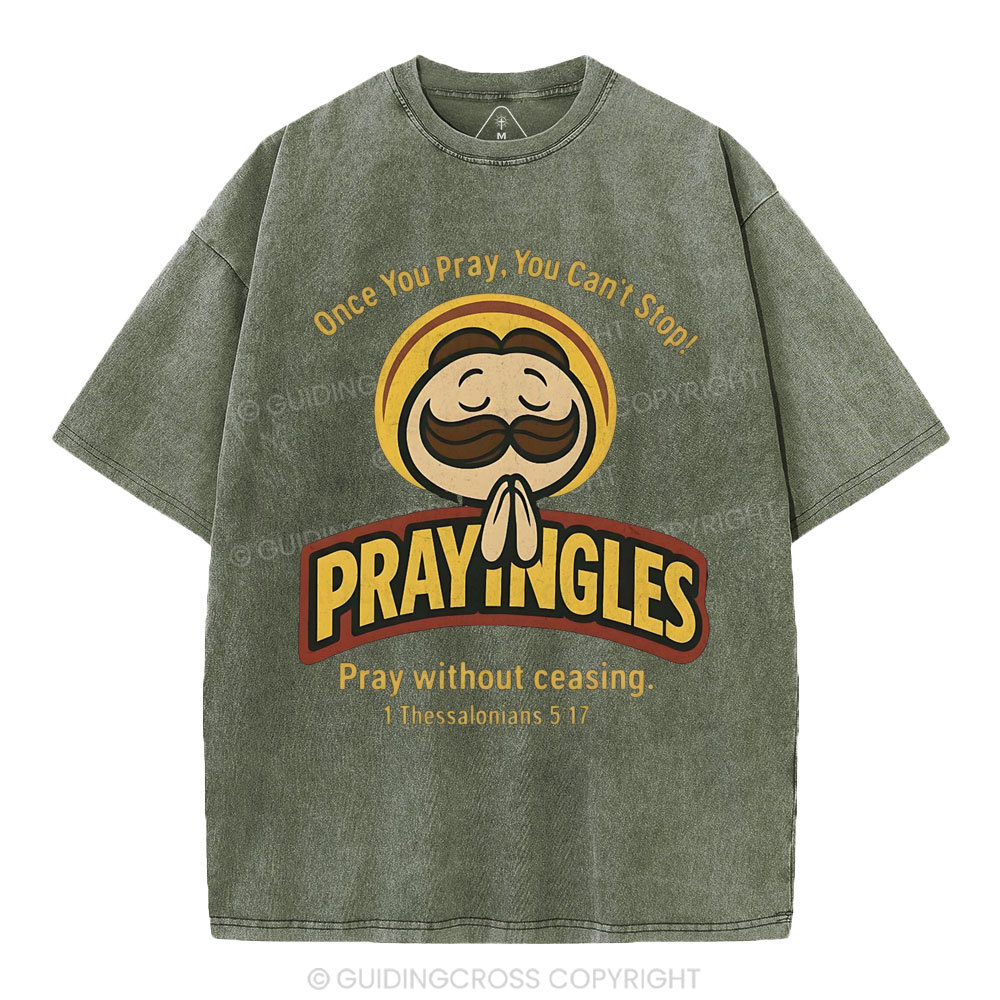 Pray Without Ceasing Christian Washed T-Shirt