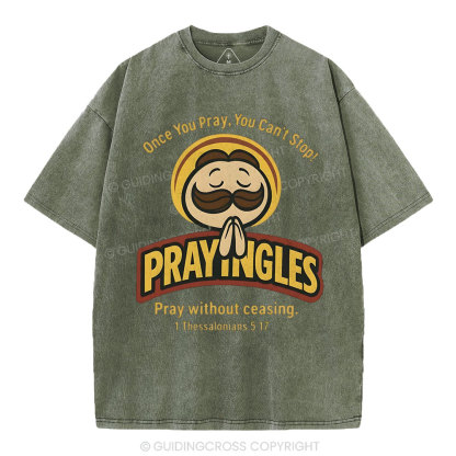 Pray Without Ceasing Christian Washed T-Shirt
