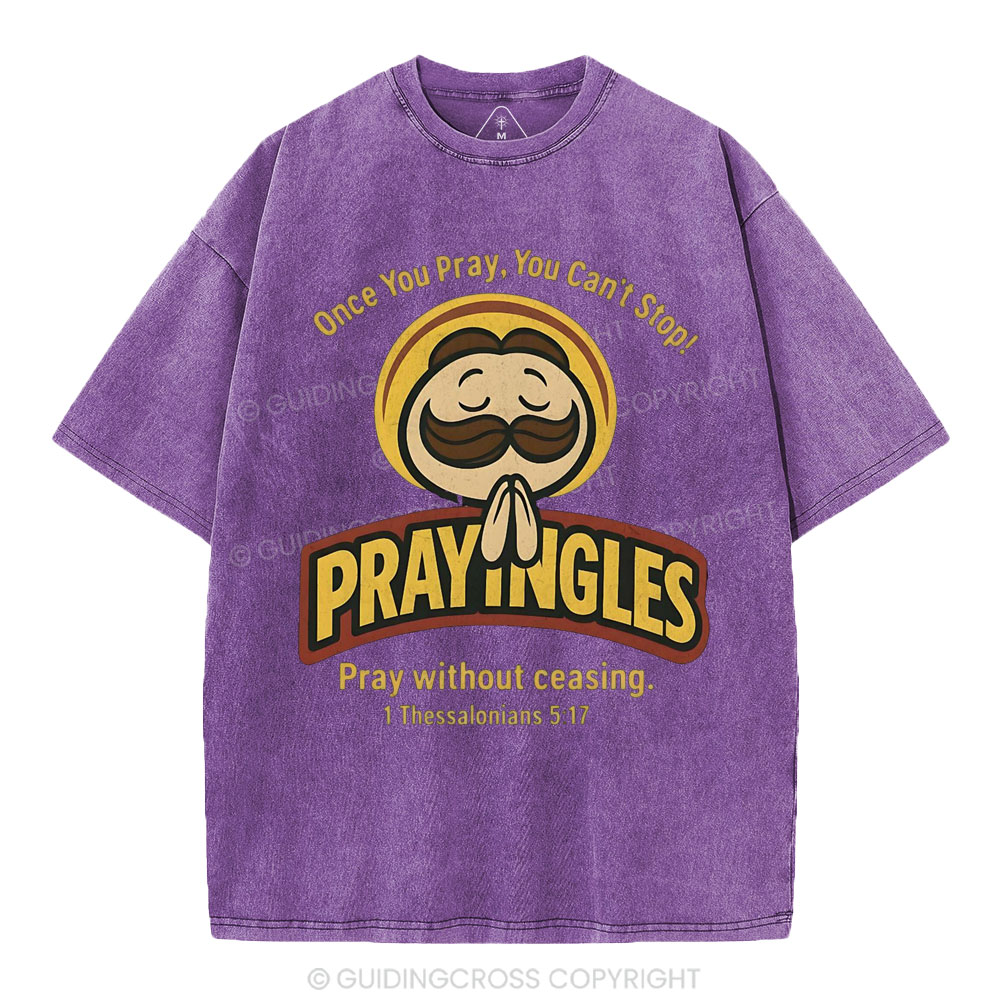 Pray Without Ceasing Christian Washed T-Shirt