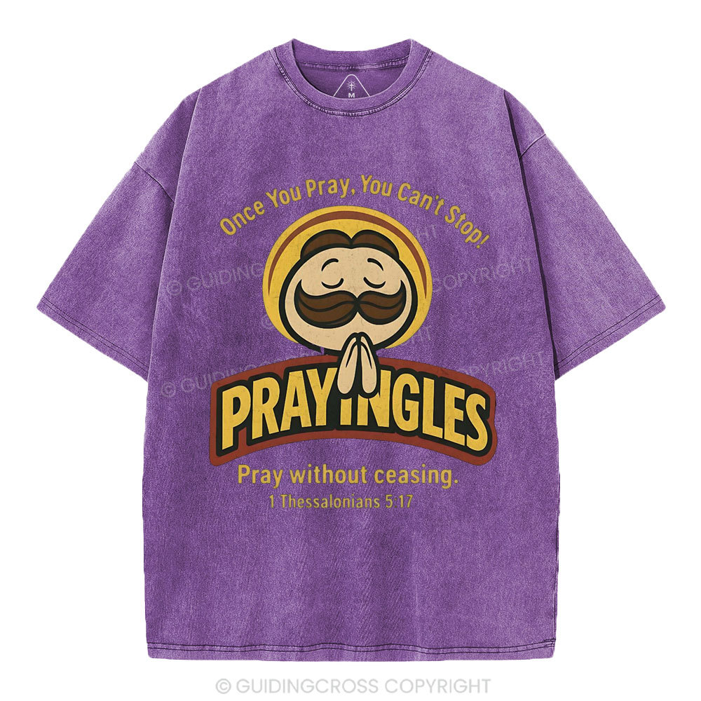 Pray Without Ceasing Christian Washed T-Shirt