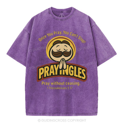 Pray Without Ceasing Christian Washed T-Shirt