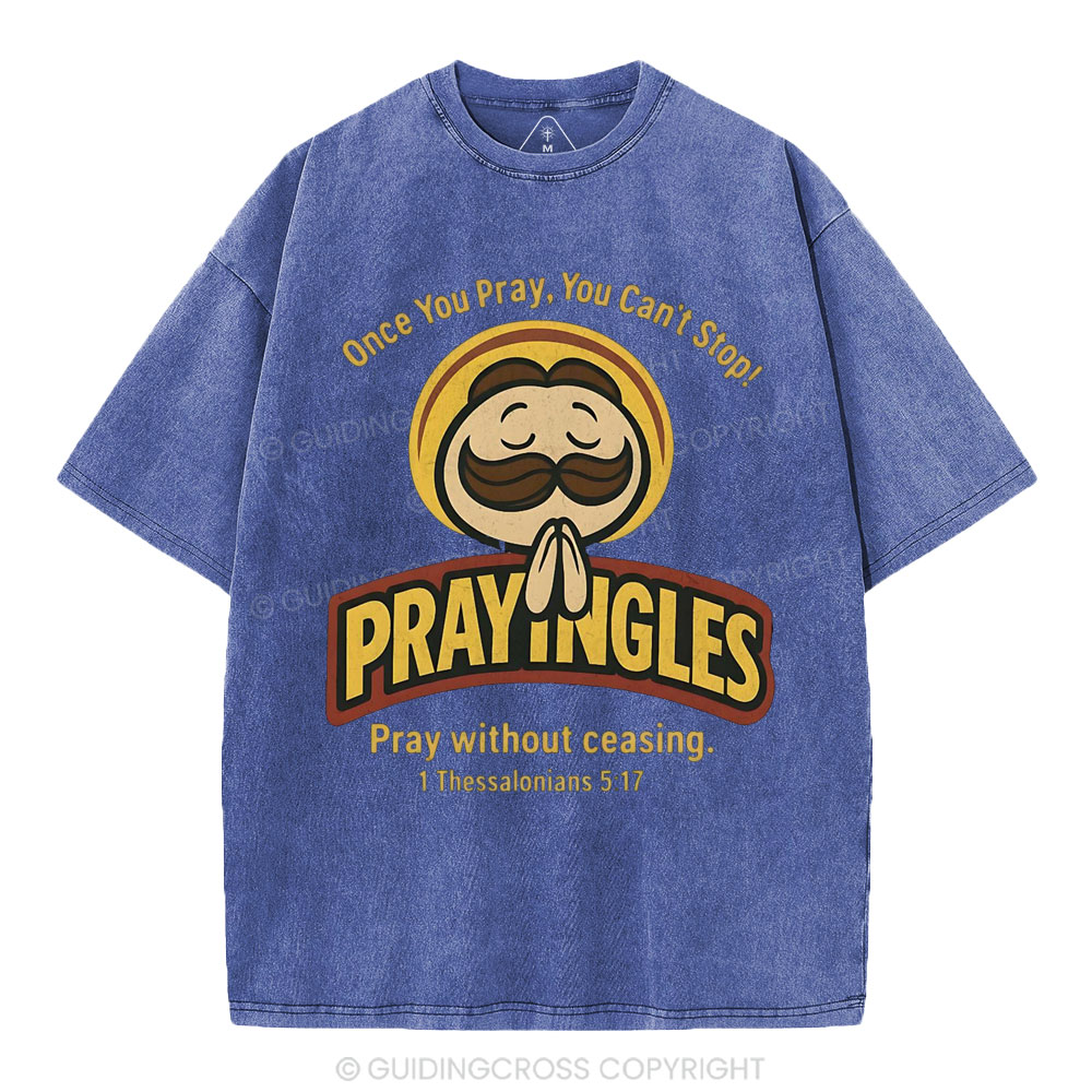 Pray Without Ceasing Christian Washed T-Shirt