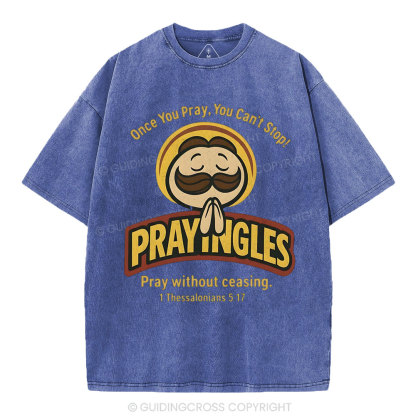Pray Without Ceasing Christian Washed T-Shirt